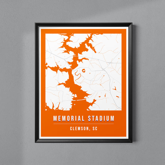Memorial Stadium Map Poster | Clemson