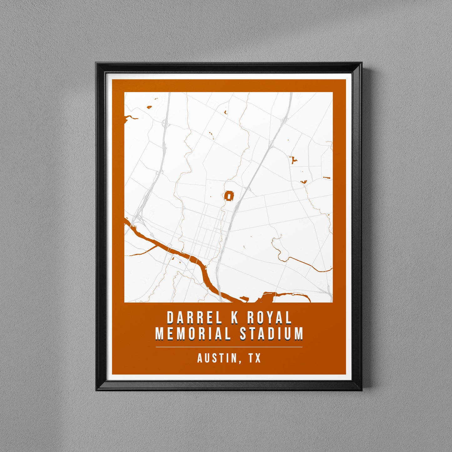 Darrell K Royal Texas Memorial Stadium Map Poster | Austin