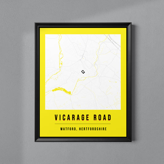 Vicarage Road Map Poster | Watford