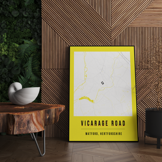 Vicarage Road Map Poster | Watford