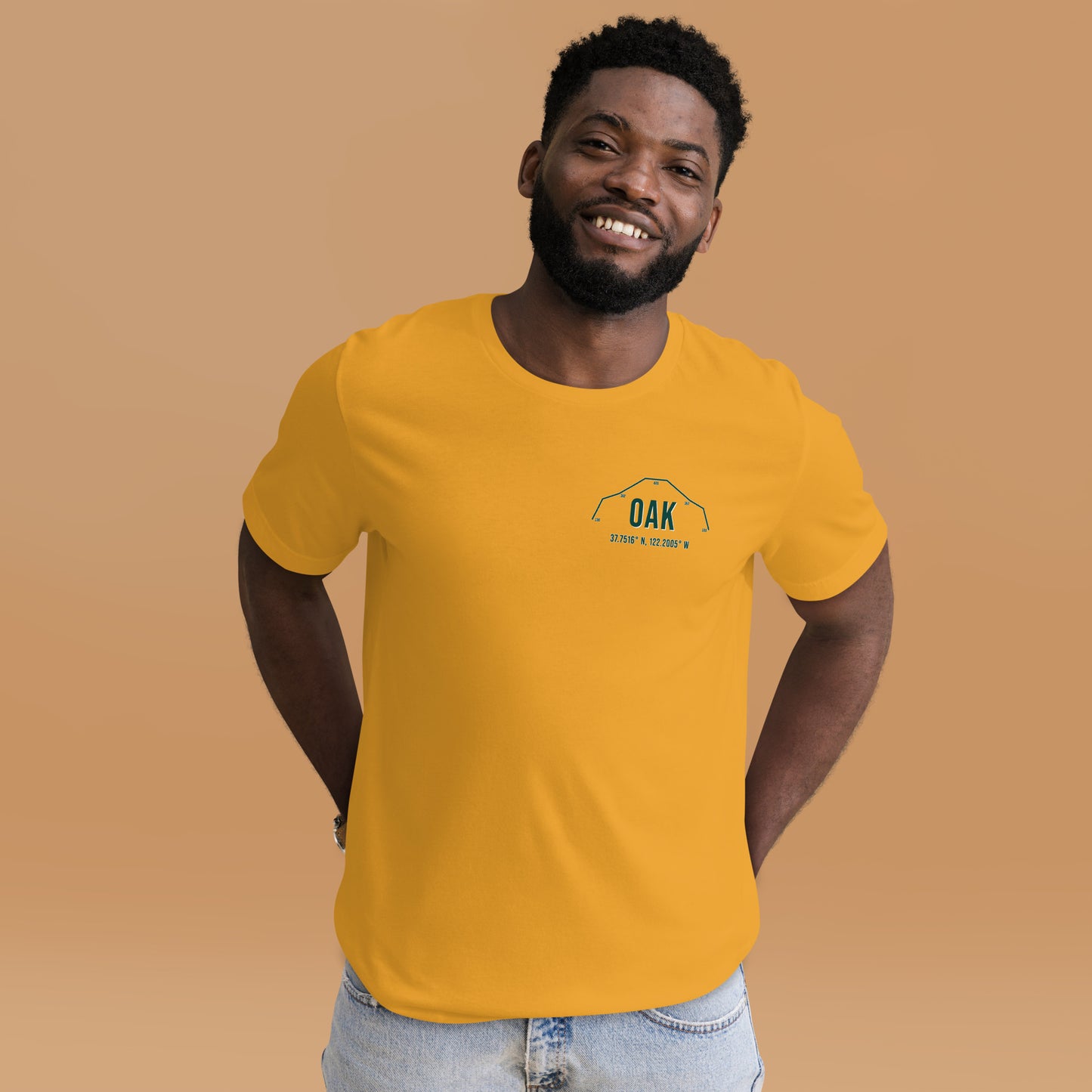 Unisex OAK Outfield Wall T-Shirt | Green | Yellow