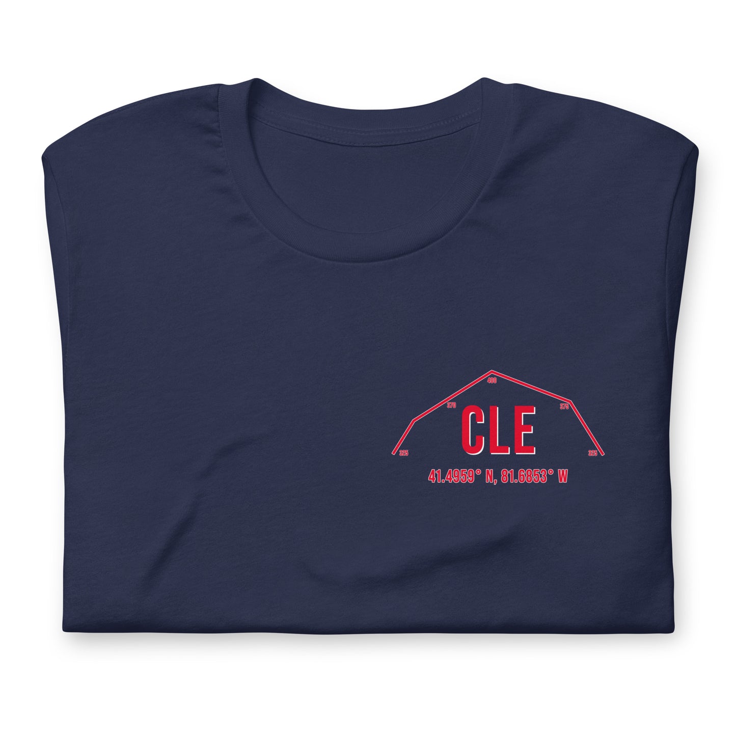 Unisex CLE Outfield Wall T-Shirt | Red | Navy