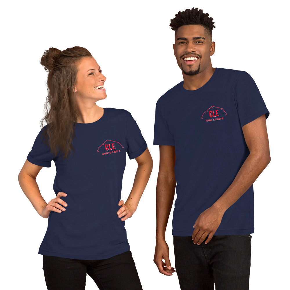 Unisex CLE Outfield Wall T-Shirt | Red | Navy