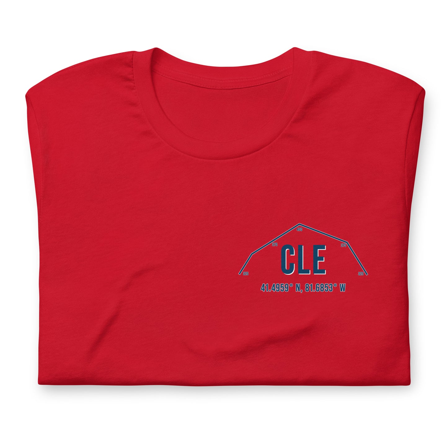 Unisex CLE Outfield Wall T-Shirt | Red | Navy