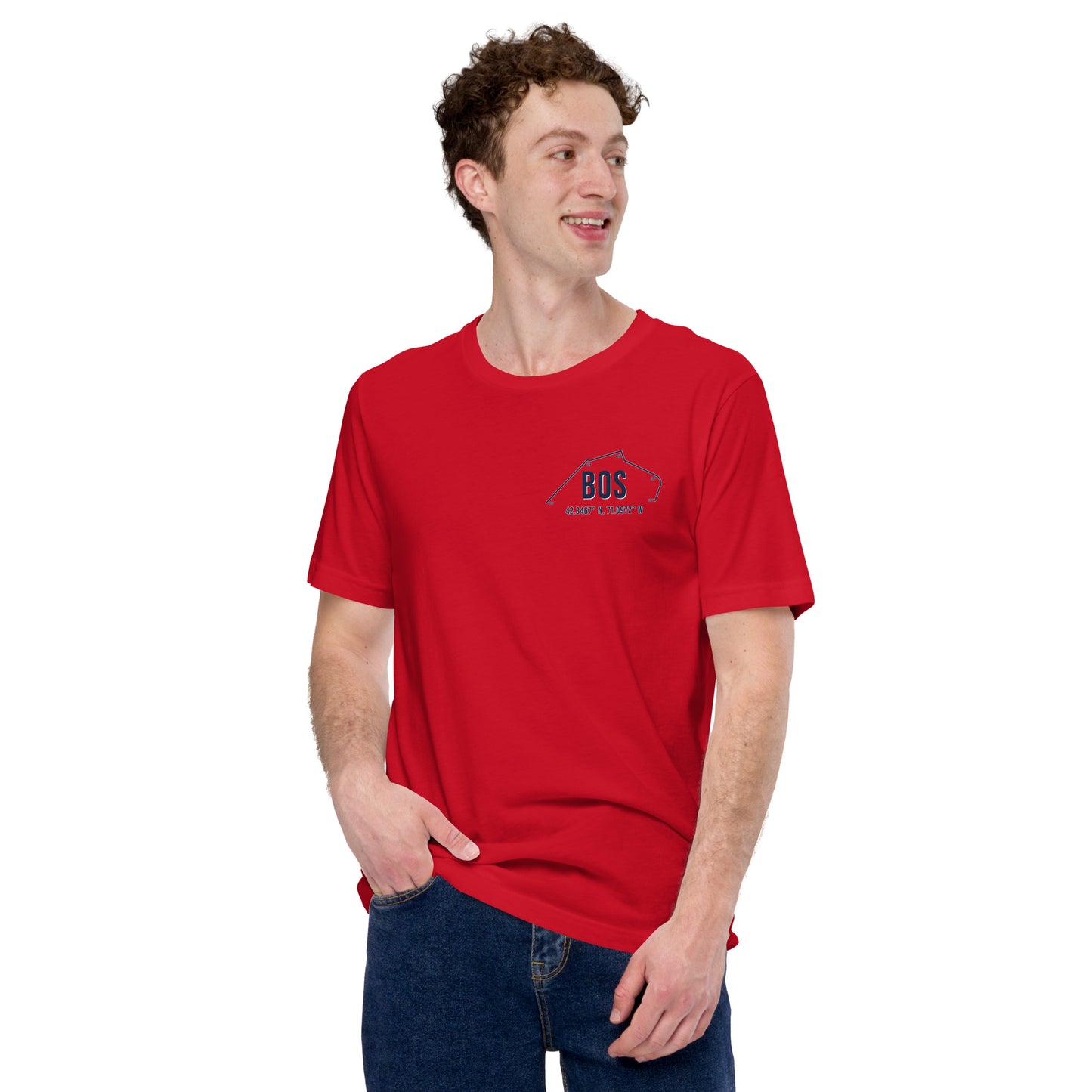 Unisex BOS Outfield Wall T-Shirt | Navy | Red