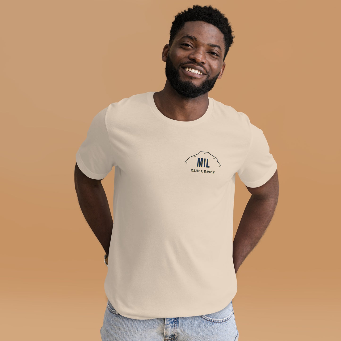 Unisex MIL Outfield Wall T-Shirt | Beige | Navy