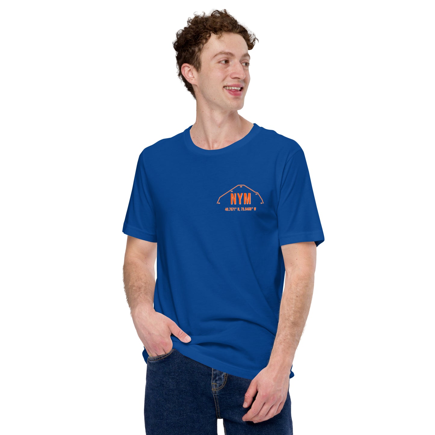 Unisex NYM Outfield Wall T-Shirt | Blue | Orange